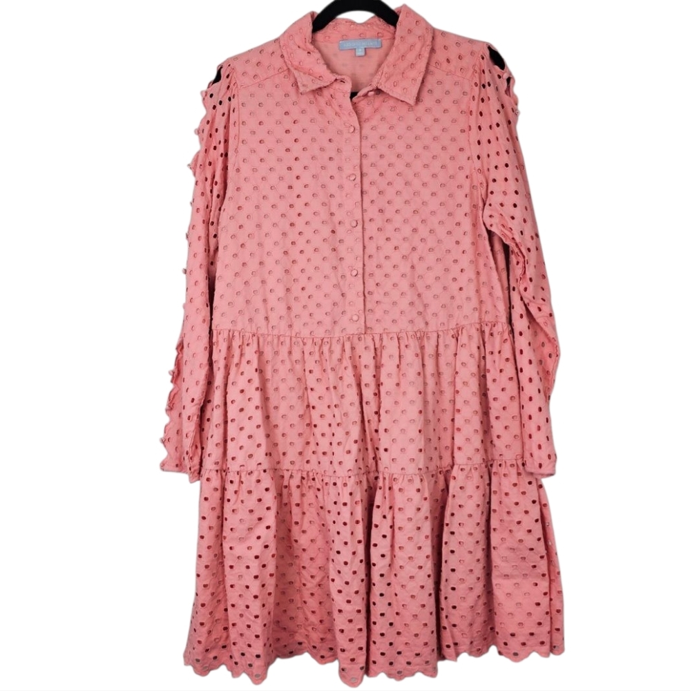 ANTONIO MELANI‎ Patricia Dress Button Front Eyelet Detail Lined Women's Size 8